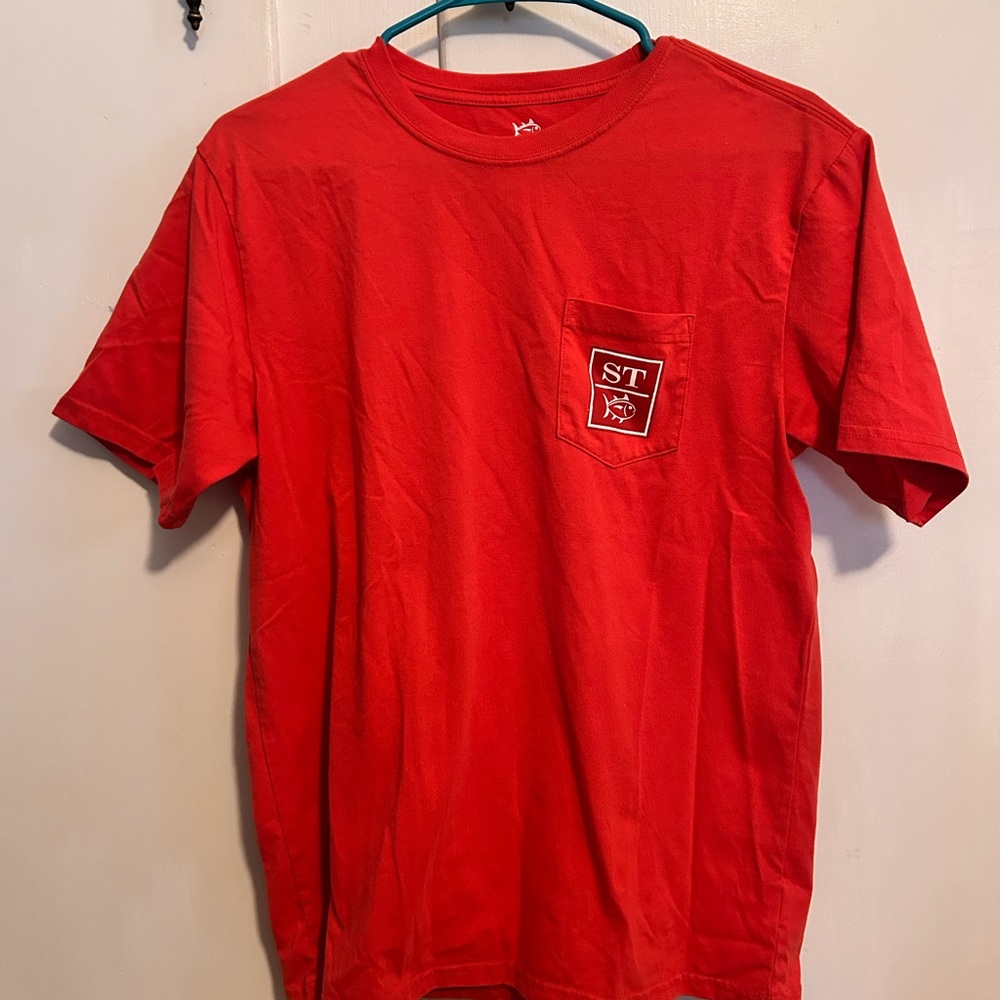 Southern Tide Vibrant Red Pocket Tee